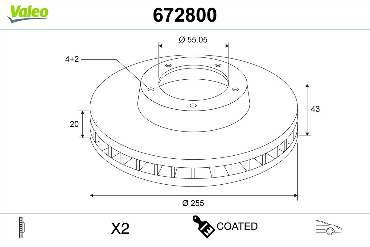 VALEO 672800 Bromsskiva